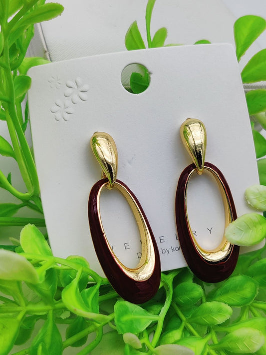 Imported Sophisticated Gold-plated Oval Drop Earrings โ Modern Elegance Redefined ๐ซ | Earrings For Girls & Women | Luxurious Feeling