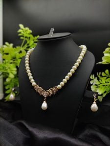Imported Timeless Pearl Elegance Necklace Set With Drop Earrings | Girls & Women Fashion