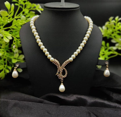 Imported Exquisite Pearl Necklace Set With Radiant Pendant & Earrings | Girls & Women Fashion