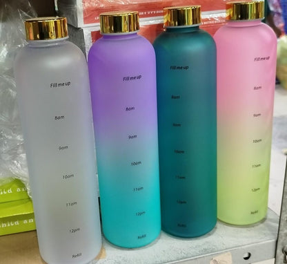 1l Motivational Water Bottle 32oz Reusable Plastic Drinking Bottle With Time Marker Leak-proof Fashion Style Bottle For Travel