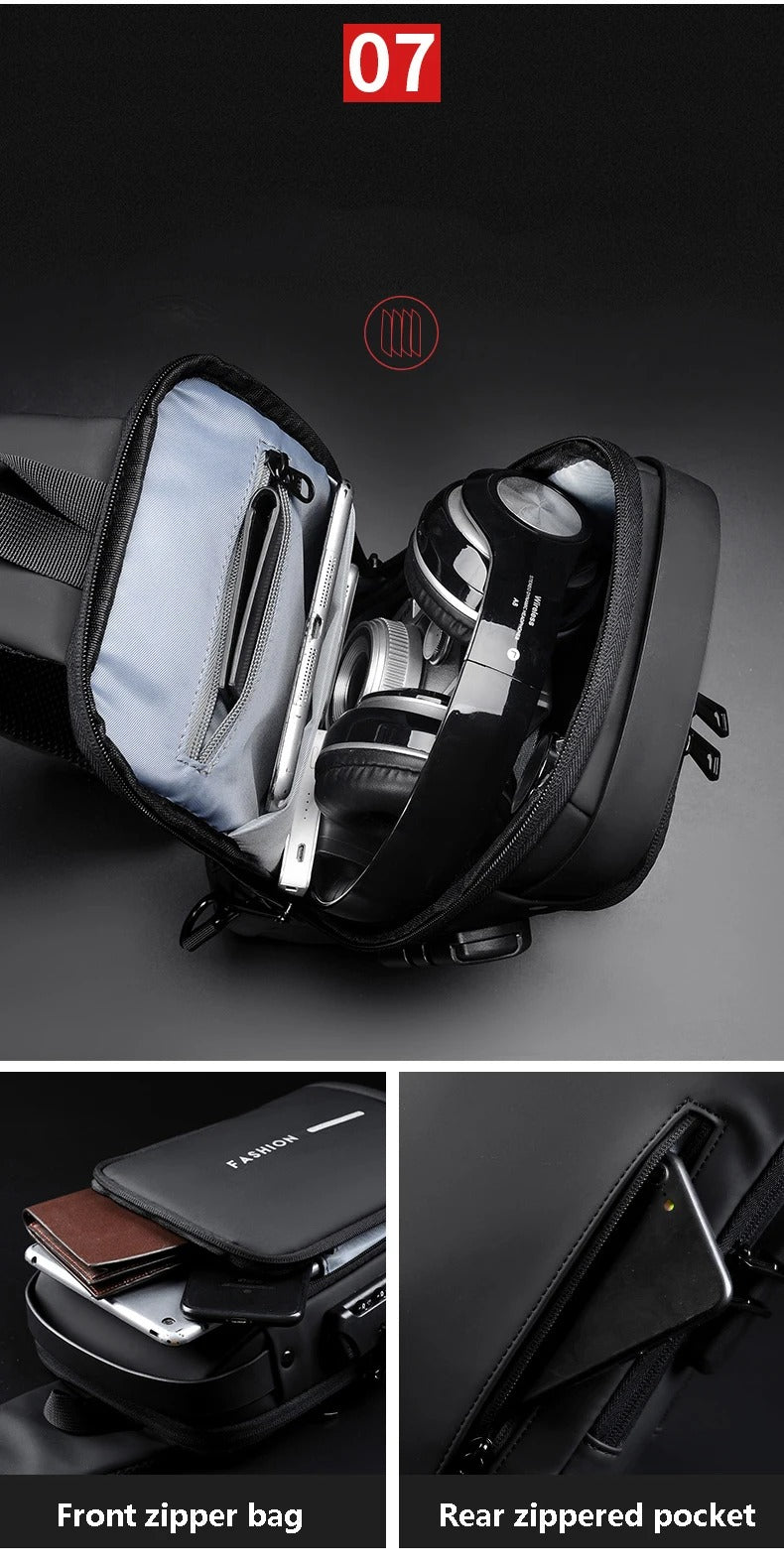 Chest Bag Multi function Cross-body Sport Running Travel Sling Pack Anti-theft For Men