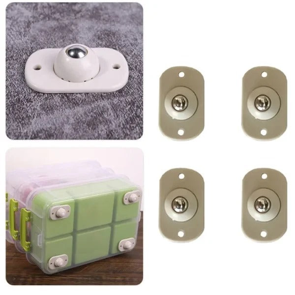 4PC Pulley Wheels Self Adhesive Pulley 360 Rotating Wheels Mini Swivel Casters Wheels  For Furniture Various Storage Boxes