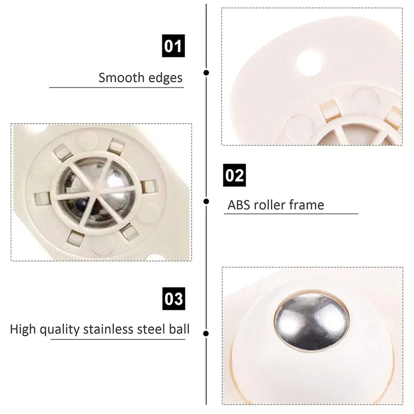 4PC Pulley Wheels Self Adhesive Pulley 360 Rotating Wheels Mini Swivel Casters Wheels  For Furniture Various Storage Boxes