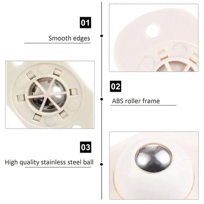 4PC Pulley Wheels Self Adhesive Pulley 360 Rotating Wheels Mini Swivel Casters Wheels  For Furniture Various Storage Boxes