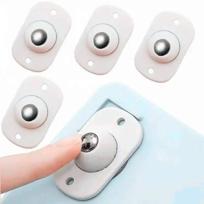 4PC Pulley Wheels Self Adhesive Pulley 360 Rotating Wheels Mini Swivel Casters Wheels  For Furniture Various Storage Boxes