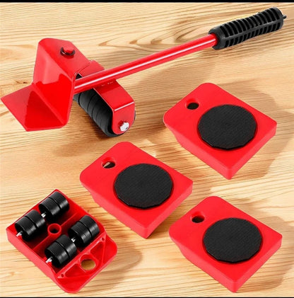 (5 In 1) Heavy Furniture Move Tool Lifter Moving Kit Slider Remover Rolling Wheel Corner Mover Set