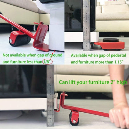 (5 In 1) Heavy Furniture Move Tool Lifter Moving Kit Slider Remover Rolling Wheel Corner Mover Set