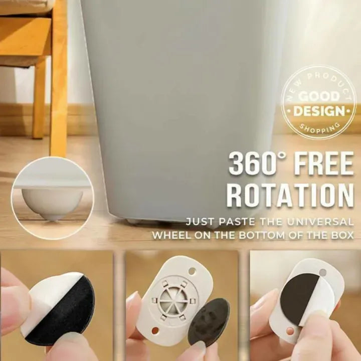 4PC Pulley Wheels Self Adhesive Pulley 360 Rotating Wheels Mini Swivel Casters Wheels  For Furniture Various Storage Boxes